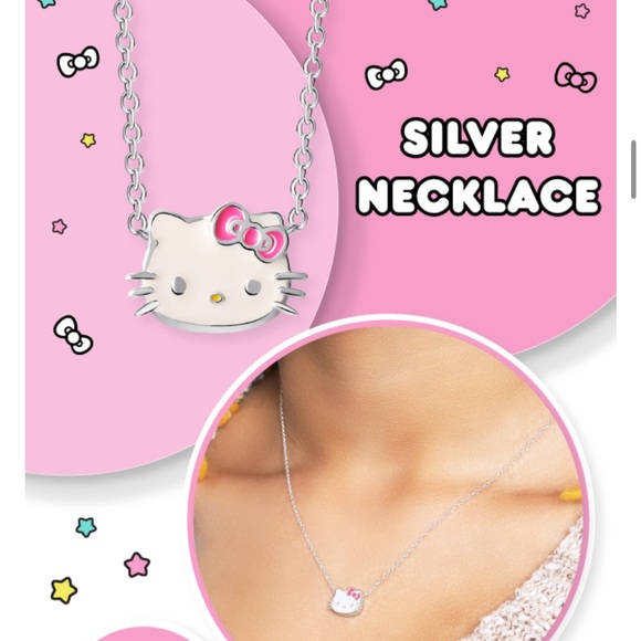 Sanrio Hello Kitty Necklace Brass Silver Plated Enamel Hello Kitty Pendant - Picture 8 of 9